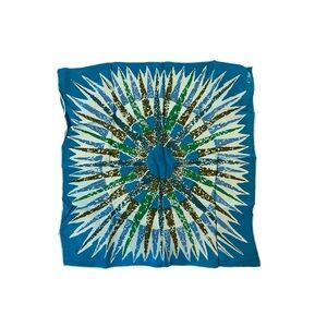 Vibrant Blue and Green Patterned Scarf